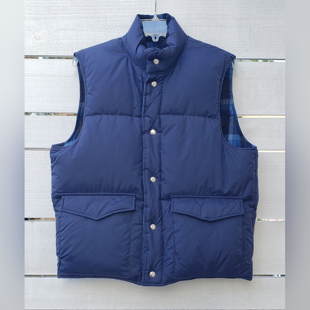 Vtg Field & Stream Gordon & Ferguson Co Mens M Reversible Down Puffer Vest Plaid